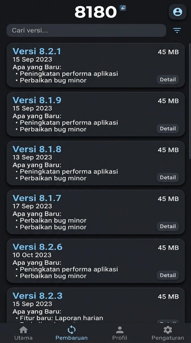 Riwayat Versi 8180 untuk Pengguna Android