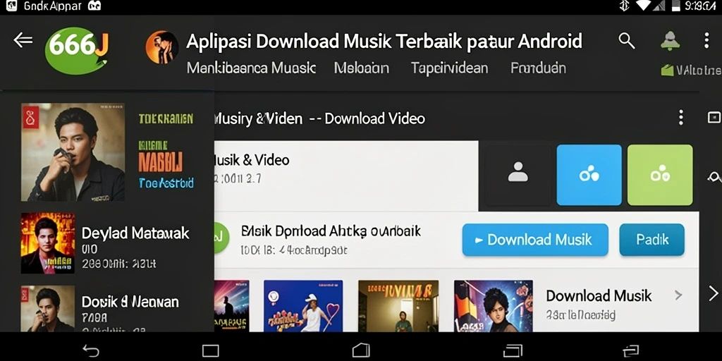 Antarmuka aplikasi 666J saat mengunduh musik langsung.