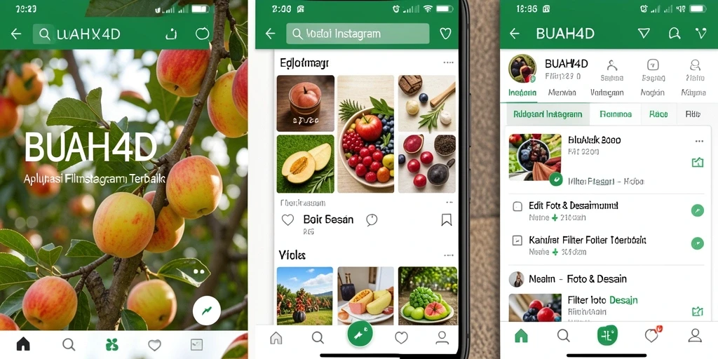 Tampilan antarmuka BUAH4D dengan berbagai pilihan filter Instagram.