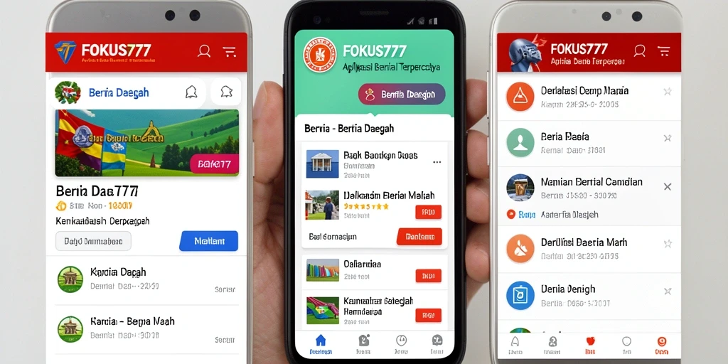 Antarmuka aplikasi FOKUS777 yang menampilkan berita daerah terbaru.