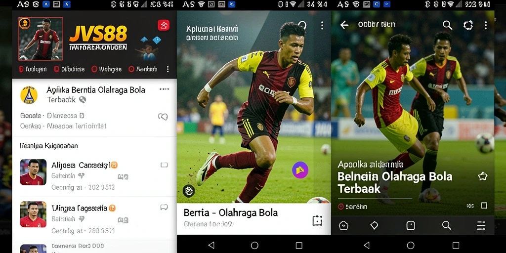 Tampilan antarmuka aplikasi JVS88 dengan informasi olahraga bola.