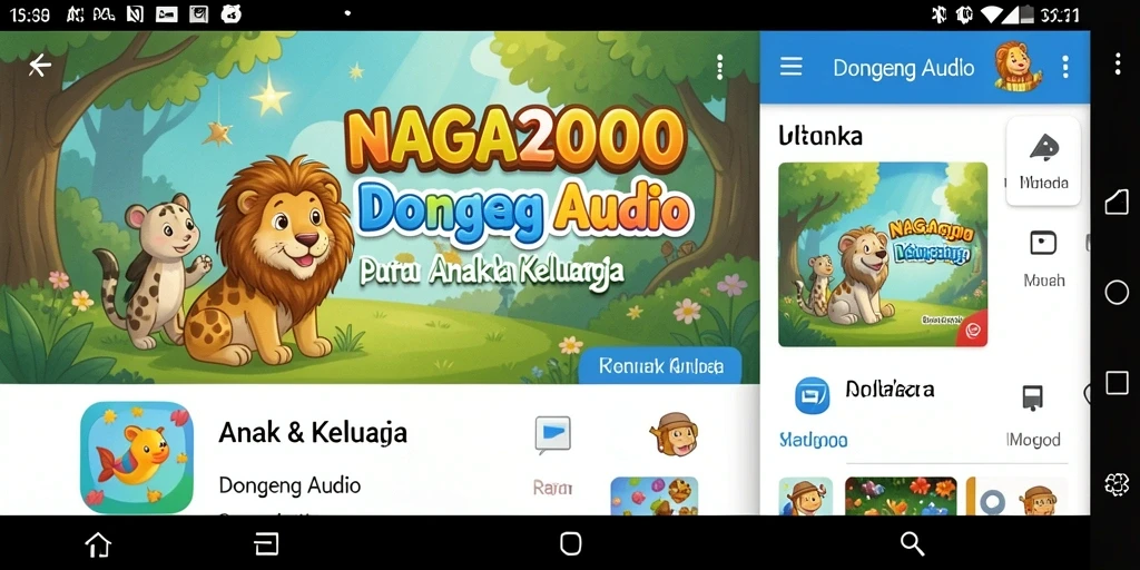 Antarmuka aplikasi NAGA2000 yang user-friendly dan menarik untuk anak.