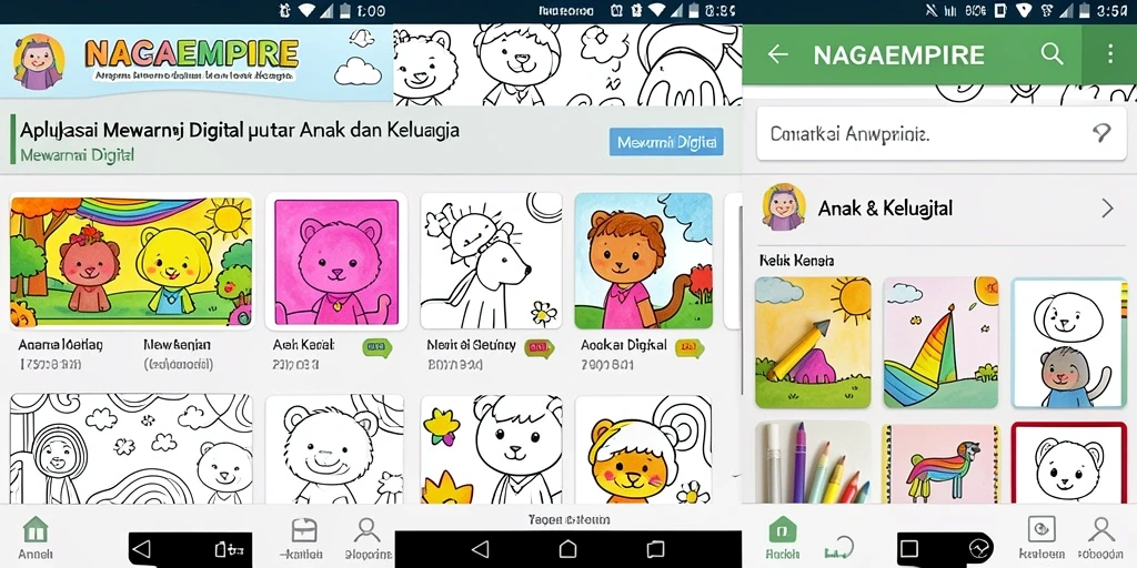 Antarmuka NAGAEMPIRE yang ramah anak dan penuh warna.