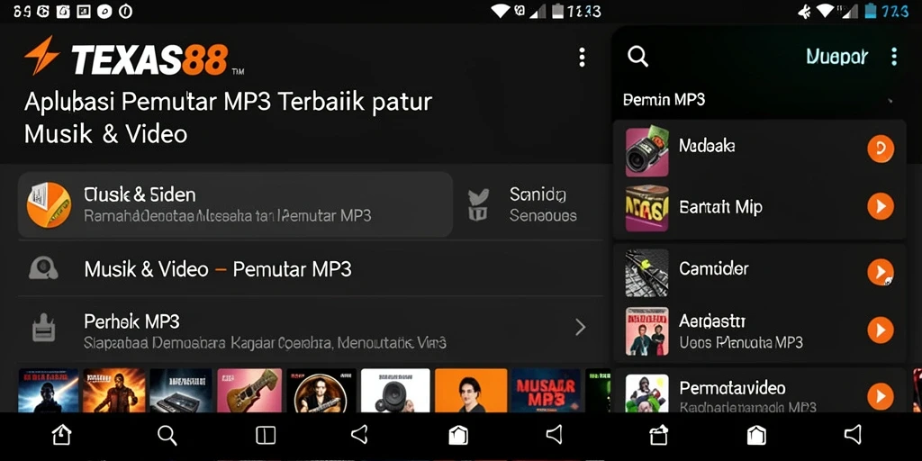 Antarmuka TEXAS88 yang sederhana untuk Pemutar MP3.