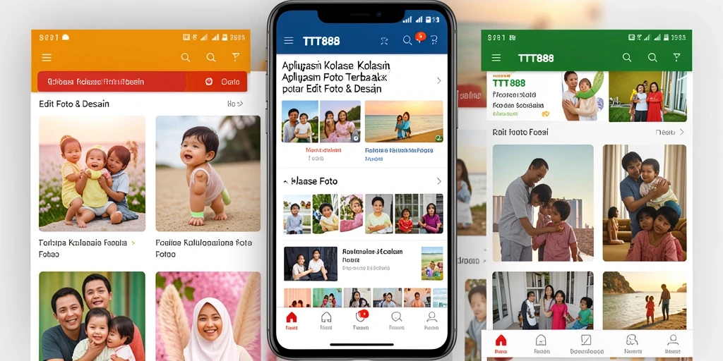 Antarmuka aplikasi TTT888 menampilkan fitur kolase foto yang menarik dan mudah digunakan.